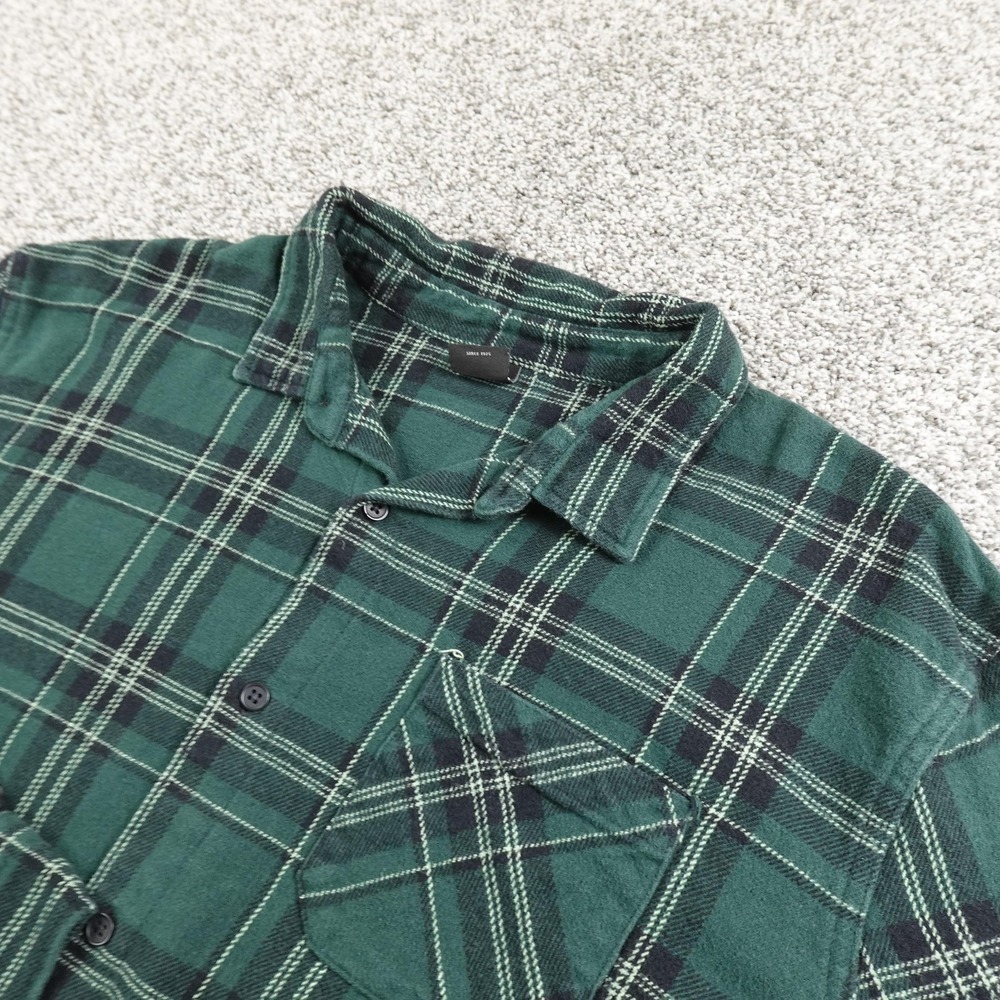 Oakley‎ Shirt Mens 2XL Green Plaid Chamois Flannel Button Up Long Sleeve Outdoor